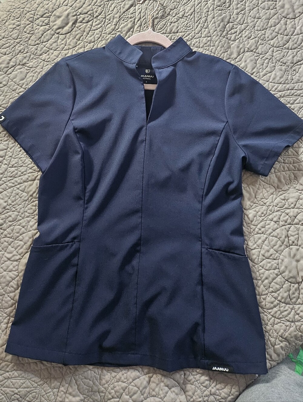 Jaanuu Navy Stand-Collar Scrub Top